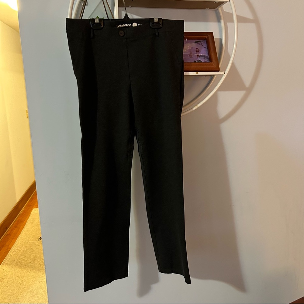 Betabrand Women's Large L Petite Gray Grey Straight Pull On Pants